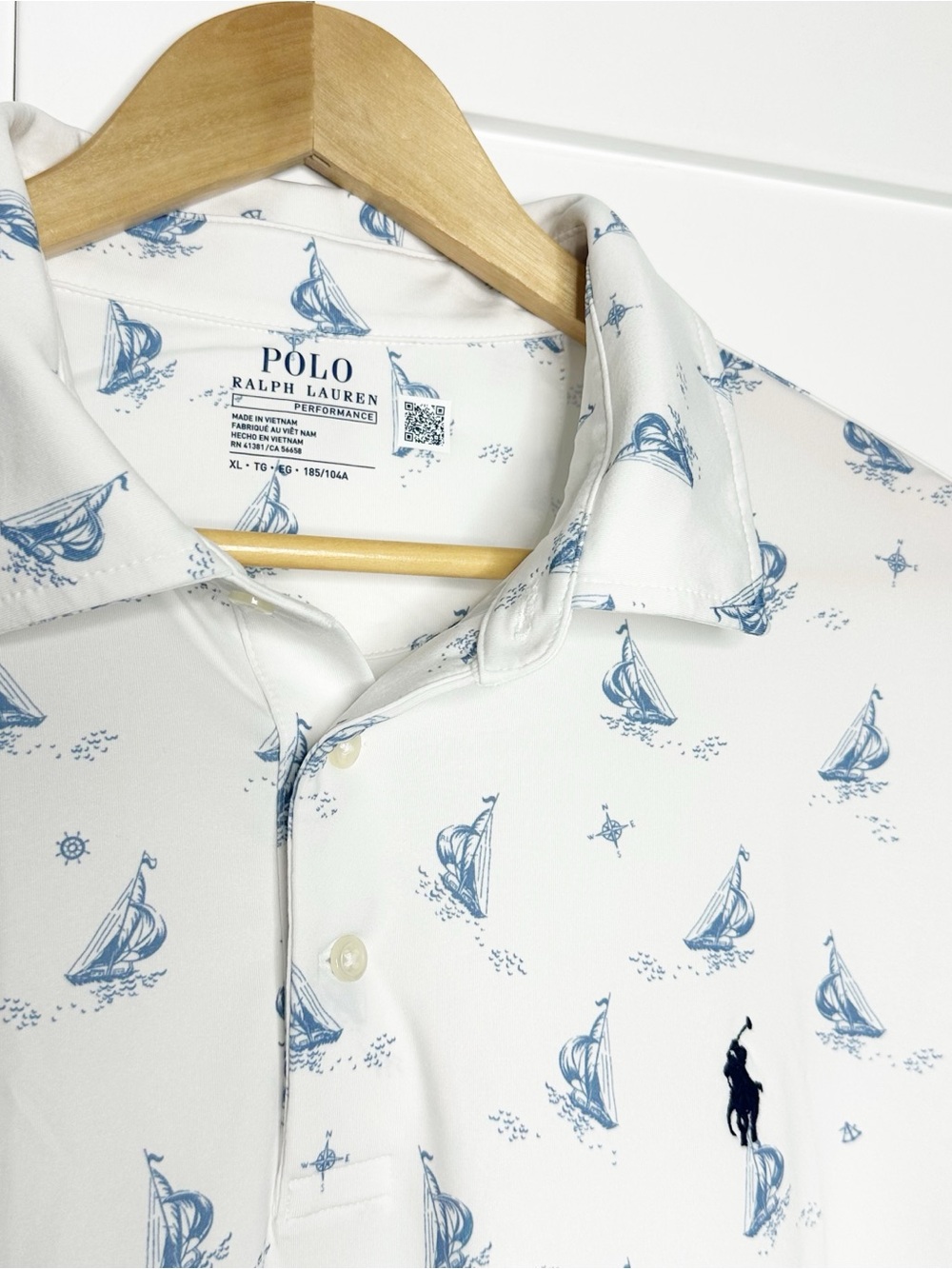 Polo Ralph Lauren Classic Fit Performance Polo Shirt XL white blue sailboat - Picture 7 of 14